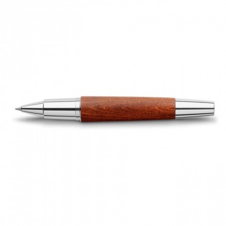 E-Motion Wood Rollerball Pen with Chrome Metal Grip, Reddish Brown